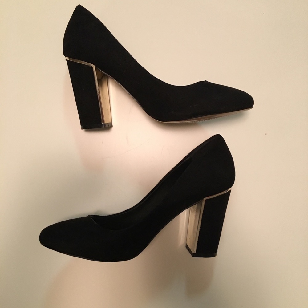 Head Over Heels black suede pumps
